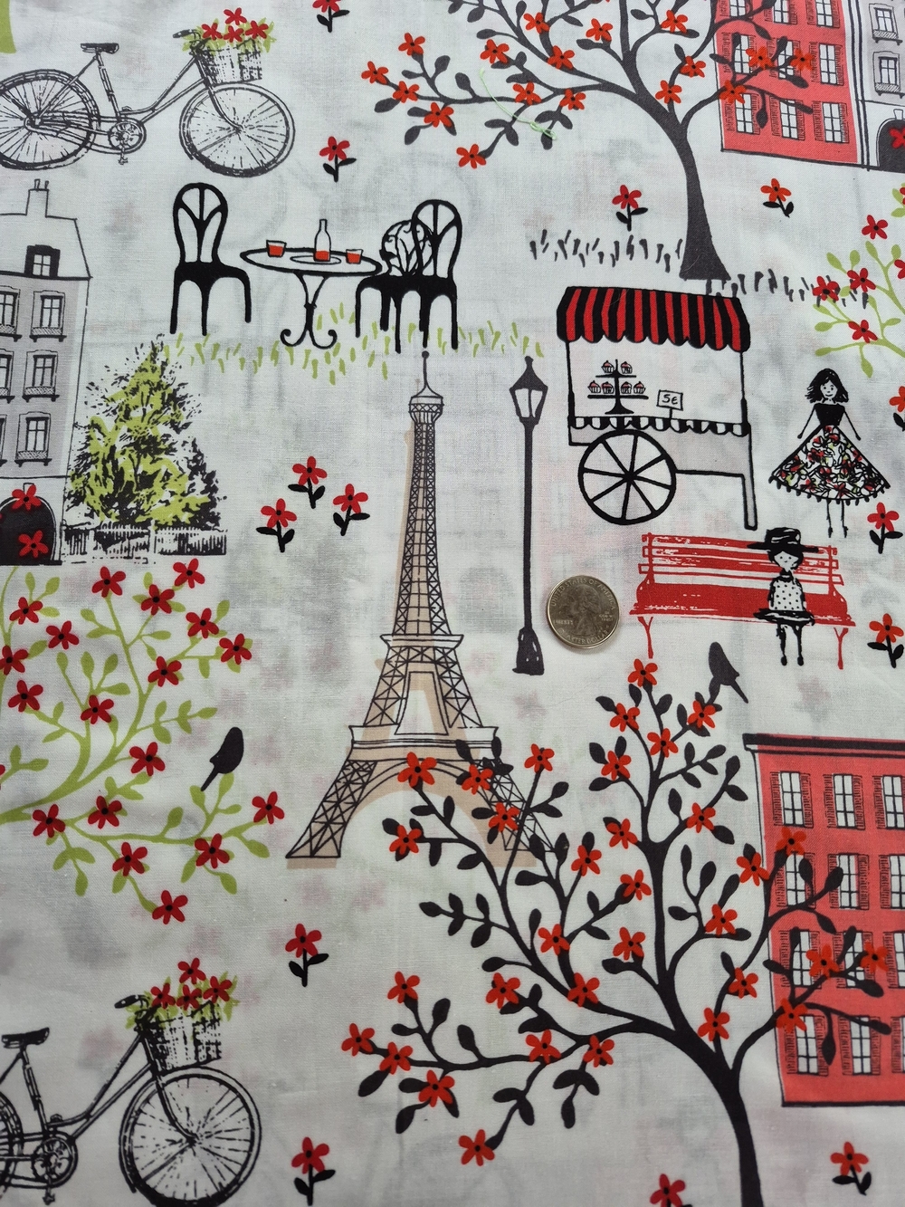 Paris Walk in the Park Eiffel Tower Cotton Fabric 1 Yard Waverly Quilting Sewing